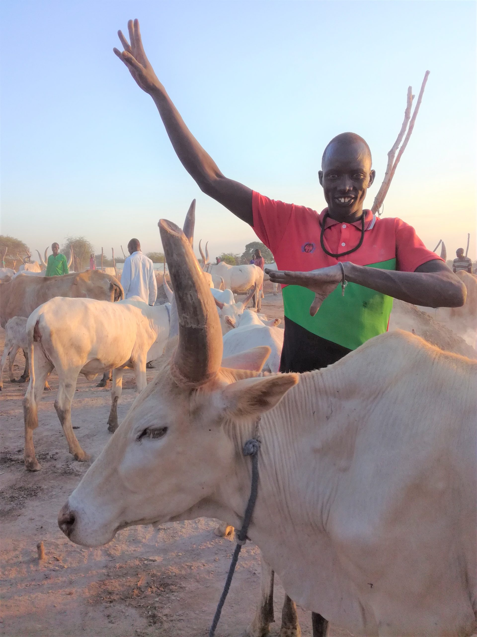 A cattle herder poses for a photo in a cattle camp in Jonglei state during REACH assessment in November 2016. Agro-pastoralist communities in South Sudan rely heavily on livestock for their livelihoods. ©REACH/2018