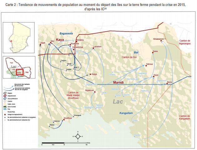 The majority of populations who fled their villages on the island in 2015 stayed in host villages in close proximity on the mainland.