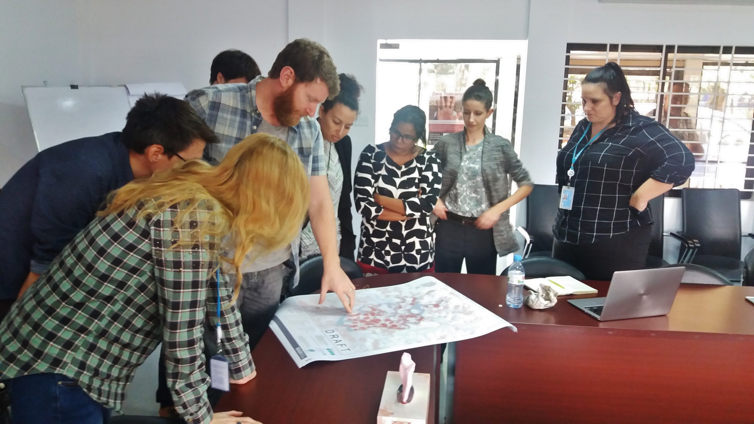 REACH shares the results of flood and landslide risk analysis of a camp in the Kutupalong area at an ISCG emergency preparedness task force meeting ©REACH/2018