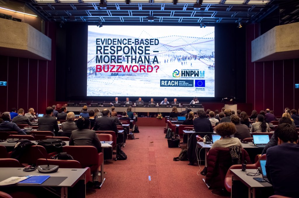 "Evidence-based response – More than a buzzword?" panel discussion brought five high-level decision-makers to discuss the implementation of the Grand Bargain commitment for joint and impartian needs assessments. ©UNOCHA / Office for the Coordination of Humanitarian Affairs