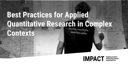 New MOOC: Best Practices for Applied Quantitative Research in Humanitarian Contexts